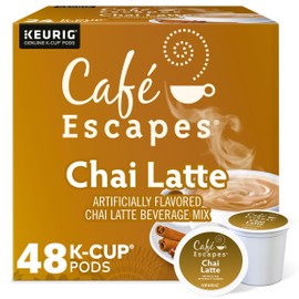Cafe Escapes, Chai Latte Tea Beverage, Single-Serve Keurig K-Cup Pods, 48 Count (2 Boxes of 24 Pods)