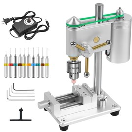 Mini Benchtop Drill Press, Precision Drilling with Variable Speed Control, 360° Rotation CNC & JT0 Chuck for Metal & Wood, Jewelry, DIY Crafts, Watch, Lab. (Grey + Mini vise)