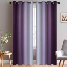 Yakamok Room Darkening Gradient Color Ombre Curtains, Light Blocking Thermal Insulated Grommet Window Drapes for Living Room/Bedroom (Greyish White and Purple, 2 Panels, 52x96 Inch)