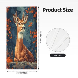 Fall Deer Door Cover Banner Decoration Backdrop Porch Sign For Holiday Party Indoor Outdoor Decor One Size