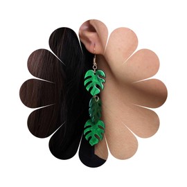 Cimenexe Bohemian Enamel Leaf Dangle Earrings Yellow Acrylic Leaf Drop Earrings Long Resin Leaf Hook Earrings Minimalist Leaf Plant Earrings Jewellery for Women and Girls Gifts, Zinc, No Gemstone