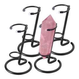 NBEADS 4 Pcs Small Crystal Wand Display Stand, Iron Arms Display Stand Display Easel Holder for Small Gemstones Crystal Mineral Agate 2.4x3.7 inch, Black