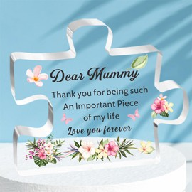 HULALA Mummy Gifts Mummy Acrylic Puzzle Plaque For Mum Mothers Day Birthday Christmas From Daughter Son Thank You For Being Such An Important Piece Of My Life Love You Forever