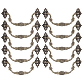 10 Sets Drawer Handles, Zinc Alloy Bronze Antique Dresser Cabinet Drawer Handles for Wooden Boxes, Cabinets, Furniture Fittings (L)