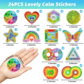 24 Pieces Anxiety Sensory Stickers - Anxiety Textured Stickers - Fidget Stickers School Counselor Supplies - Adult Sensory Items Anxiety Relief for Kids - 12 Styles