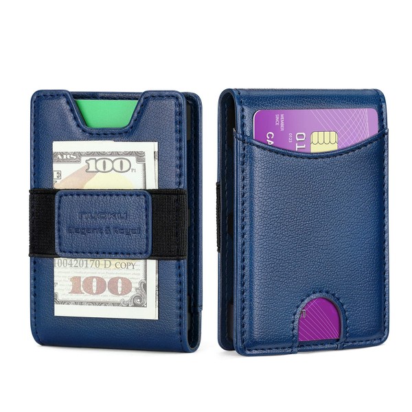 nuoku Slim Wallet for Men, Mens Wallet with Cash Strap,
