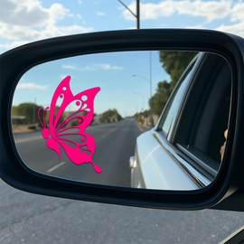 Set 3Pcs Butterfly Mirror Decal Hot Pink, Mental Health Stickers for Water Bottle, Laptop, Window -Vinyl Waterproof 1,5x2 Inches Car Decals New Car Accessories for Girl Mom Dad Friend Coworker