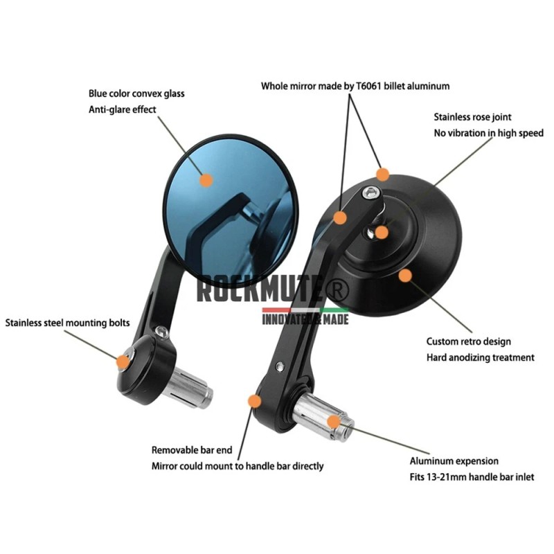 RockMute For Z900RS Z650RS W800 Z650 W175 Handlebar Bar End
