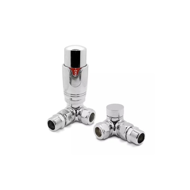 Team Controls Corner Angled Thermostatic Radiator Valves & Lockshield Valve