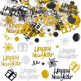 DazzJoy Confetti Confetti New Year's Eve Decoration 2025 Large 1-5 cm, Star New Year's Eve Scatter Decoration, Glitter New Year's Eve Table Decoration Confetti New Year's Eve Party