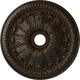 Ekena Millwork CM27TOSHC Tomango Egg & Dart Ceiling Medallion, 27 7/8"OD x 3 7/8"ID x 2 1/2"P, Hand-Painted Stone Hearth Crackle