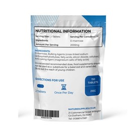 naturesupplies D Mannose Tablets 1000mg - 150 Pack Dmannose Tablets - (Not D Mannose Capsules or Powder) - Suitable for Vegetarians and Vegans - High Strength D-Mannose Supplement from Naturesupplies