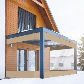 FoundGo 8'Hx7'W Vinyl Curtains for Patio,19oz Outdoor Clear Vinyl Patio Enclosure,Heavy Duty Clear Tarps Waterproof Vinyl Tarp with Grommets for Pergola, Porch,Gazebos,Balcony,-4℉ Cold Resistant