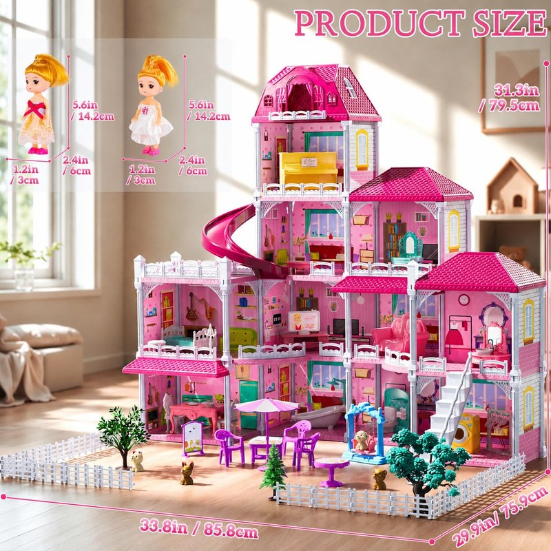 JUKUDAHU 4-Story Villa Playset for Girls Ages 3-8 - 11
