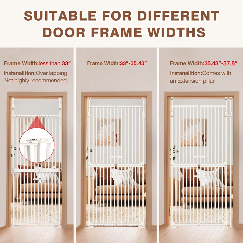 71" Extra Tall Cat Gate,Jump Proof Durable Adjustable Width 33-37.8",