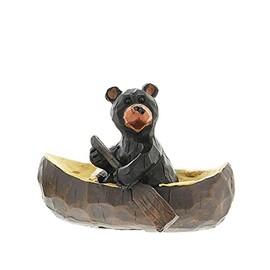The Bridge Collection Canoeing Black Bear Rustic Outdoors Cabin Decor Figurine