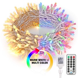 BrizLabs Color Changing Christmas Lights, 115ft 300 LED Fairy String Lights, 11 Modes Warm White & Multicolor Christmas Tree Lights, Dimmable Plug in Light with Remote for Outdoor Indoor Xmas Decor