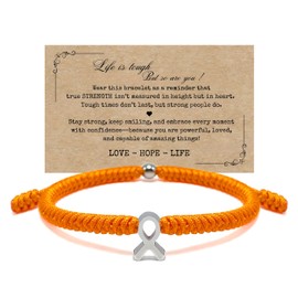 LAMIBEE Bracelet For A Cause, Awareness Ribbon Bangle Bracelets, Wristbands Get Well Soon, Protection Surfer String Bracelet for Men, Women Boho Amulet Style (Orange Awareness)