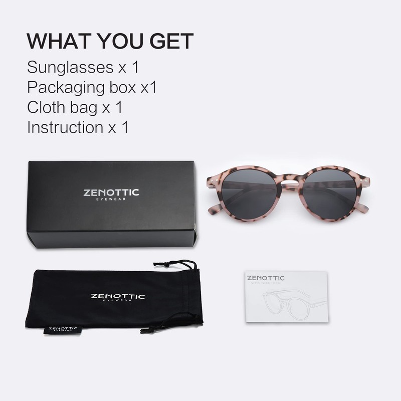 ZENOTTIC Sunglasses Polarised Round Retro Classic UV 400 Protection Vintage