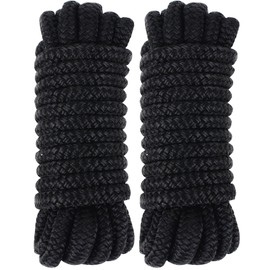 Dock Lines 15' x 3/8" Double Braided Marine Mooring Ropes 2 Pack, Dock Rope 8 Colors Boat Ropes for Docking with 12'' Eyelet Premium Dock Lines for Boats - Black