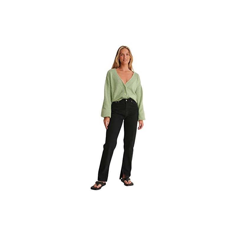 NA-KD Women's Oversized Knitted Cardigan, Chinois Green