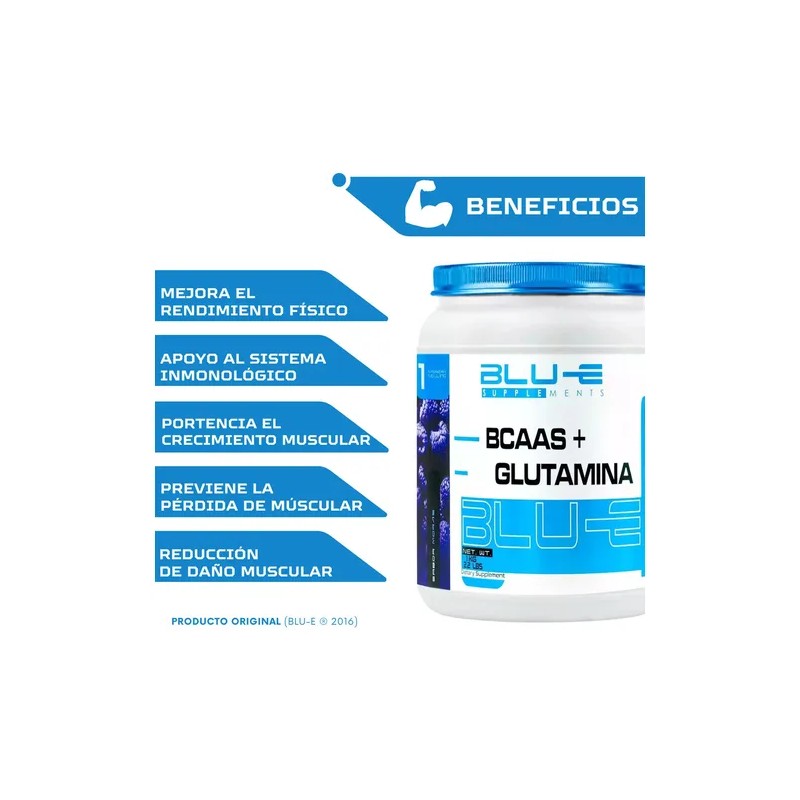 Blu-e Supplements BCAA'S + Glutamin Fórmula 0% Carbohidratos y Grasas