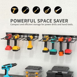 Muasdae Electric Drill Storage Rack, 2PCS Heavy Duty Metal Wall Mounts, Holds 4 Drills, Compact Storage for Garage or Workshop