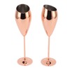 2pcs Copper Champagne Flutes Set Sturdy Thick Bottom Stainless Steel