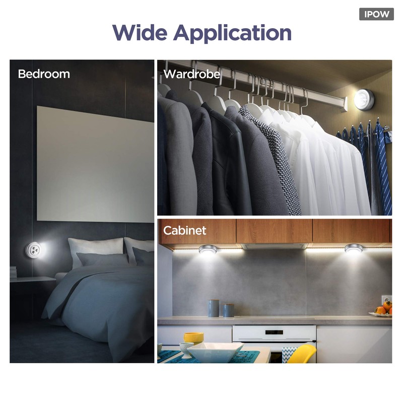 IPOW 5 Pack LED Battery-Powered Wireless Night Light Stick Tap