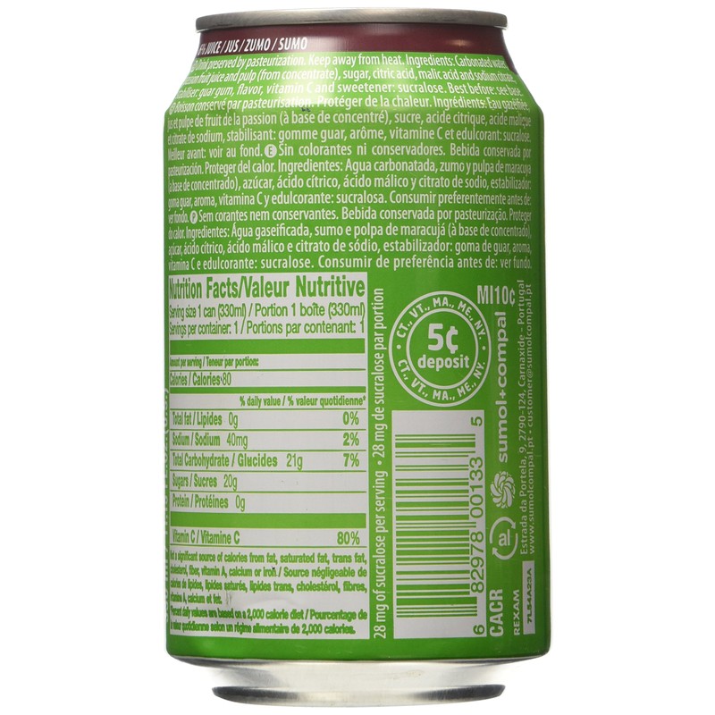 Sumol Passion Fruit Soda Portugal 11.15 Oz. Cans 6 Pack