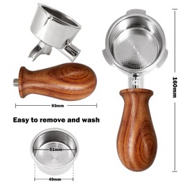 NEOUZA 51mm Bottomless Portafilter Compatible with Swan Retro, E6EC1, Gevi, Oster Nova PrimaLatte Coffee Machines (Short Handle 03w/Spout)