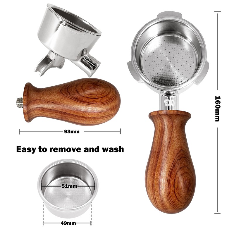 NEOUZA 51mm Bottomless Portafilter Compatible with Swan Retro, E6EC1, Gevi,