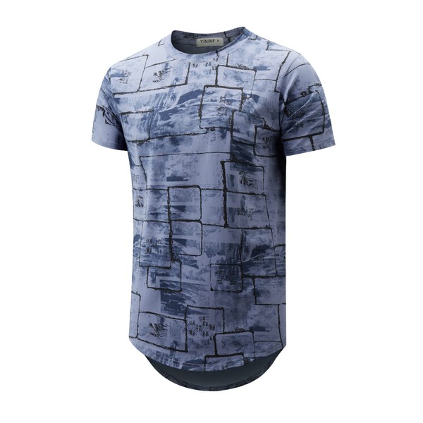 YININF Camisetas hipster de estilo hipster para hombre, estilo urbano, estilo hipster, ropa urbana, Azul / Patchwork, Medium