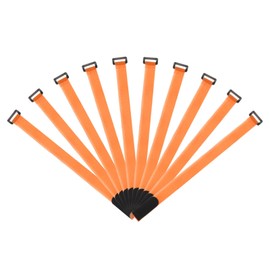 MECCANIXITY Fastening Hook and Loop Cable Tie 18 Inch x 1 Inch Reusable with Buckle Adjustable Multi-Purpose Wire Strap for Cord Management Orange, Pack of 10