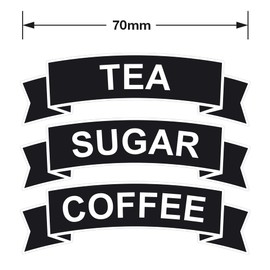 CRibbon Set of Coffee/Tea/Sugar Vinyl Stickers/Labels for storage jars canisters (BLACK)