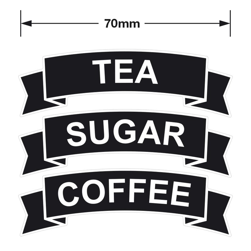 CRibbon Set of Coffee/Tea/Sugar Vinyl Stickers/Labels for storage jars canisters