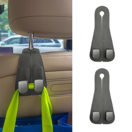 Tecledsn 2PCS Car Hooks for Headrest, Car Seat Back Storage Hook, 2 in 1 Car Headrest Hidden Hook, Car Organization Accessories Double Headrest Hooks Purse Holder for Handbags Purses (Gray)