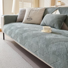 Alishomtll Sofa Cover Corner Sofa 1/2/3/4 Seater, Sofa Protector L Shape Couch Cover, Universal Non-Slip Sofa Cover, Dog Cat Washable Sofa Throws, Sofa Blanket for Living Room, Dark Grey, 90 x 160 cm