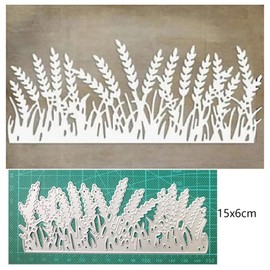 Wildflower Wheat Grass Border Metal Die Cuts, Wheat Grass Border Cutting Dies Cut Stencils Card Paper Craft DIY Template Metal Cutting Dies Album Embossing Paper Dies for Card Making Scrapbooking
