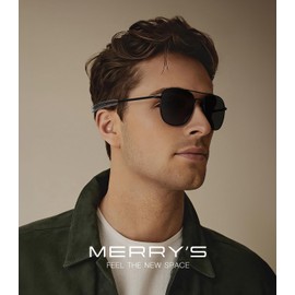 MERRY'S Classic Square Aviator Military Polarized Sunglasses for Men or Women S8636