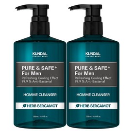 Kundal Pure & Safe Cooling Male Cleanser, 300ml, 2 pcs / 쿤달 퓨어 앤 세이프 쿨링 남성청결제, 300ml, 2개