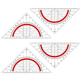 JIANTA Geometry Triangle, Set of 4 Plastic Set Square Flexible Set Square Set Square for Circles Drawing, Suitable for Students, Office, Designer Painting