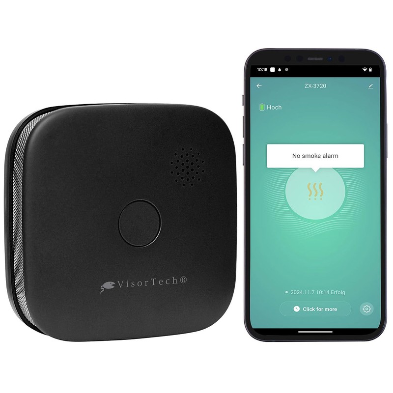 VisorTech Set of 5 Compact WLAN Design Smoke Detectors with