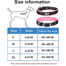Haoyueer Comfortable Soft Neoprene Padded Dog Collar, Reflective Pet Collar, Adjustable Durable Nylon Dog Collar for All Breeds Large Dogs (XL, Pink-1)