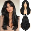 WIGER Layered Wavy Wig with Bangs Middle Part Glueless Curtain