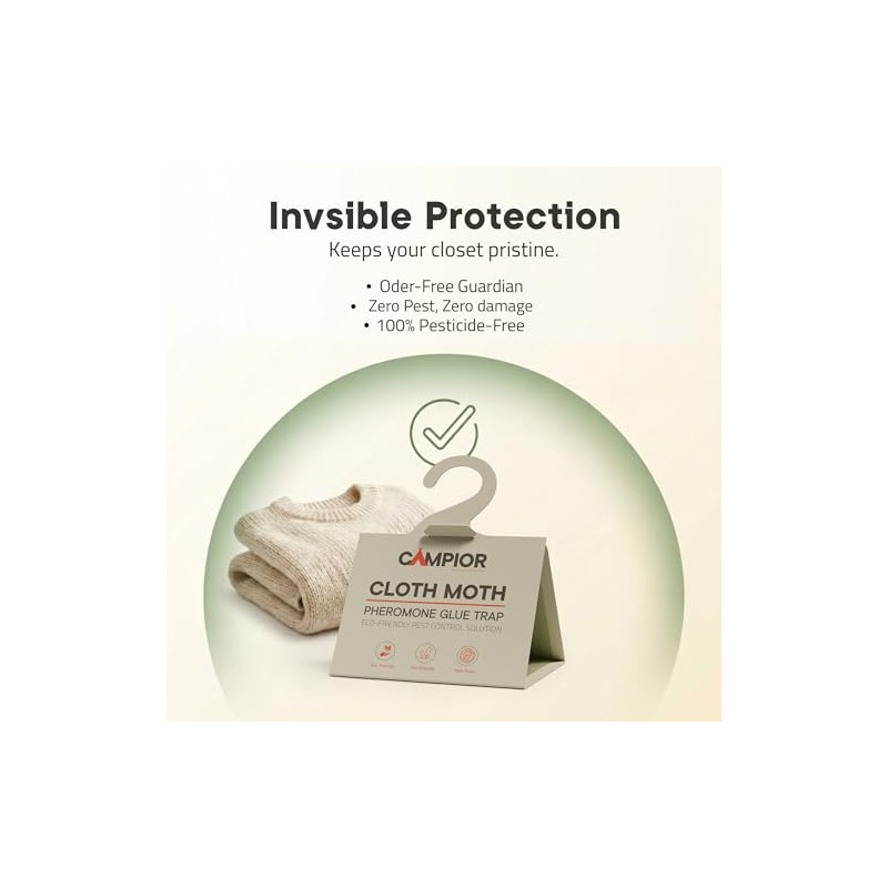 Clothing Moth Traps with Pheromones (8 Pack) Non‑Toxic, Sticky Glue