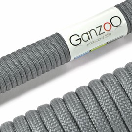 Ganzoo Paracord 550 Nylon Rope for Bracelet, Lead, Collar, 31 m, Dark Grey