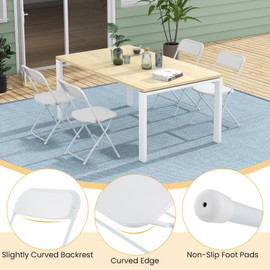 Giantex Folding Chair with Plastic Seat & Back, Heavy-Duty Metal Frame, 770 Lbs Static Capacity, Commercial Seat for Home, Office, Wedding, Party, Picnic, Indoor and Outdoor Events (White, 8 Pack)