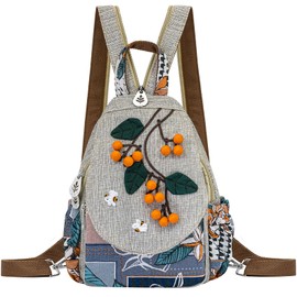 ADKALIV Small Backpack Purse for Women, Hand-woven Plant Sling Bag for Women, Mini Hippie Boho Cute Sling Backpack for Women