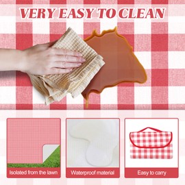 Waterproof Picnic Blanket, 3 Colors Camping Mat, Portable Beach Mat, Foldable Picnic Blanket with Handles for Outdoor Camping, Travel, Parks, Beach, Lawn (Red, L)